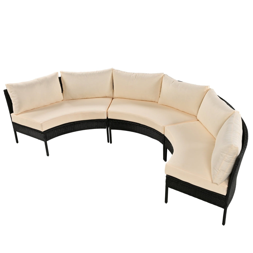 Salon Lounge d'Extérieur 3 Pièces en Rotin Beige